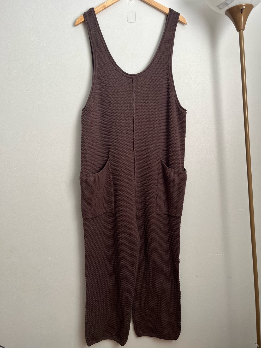 Free People Beach Hailee Sweater Jumpsuit Brown Overalls Slouchy - Picture 2 of 12